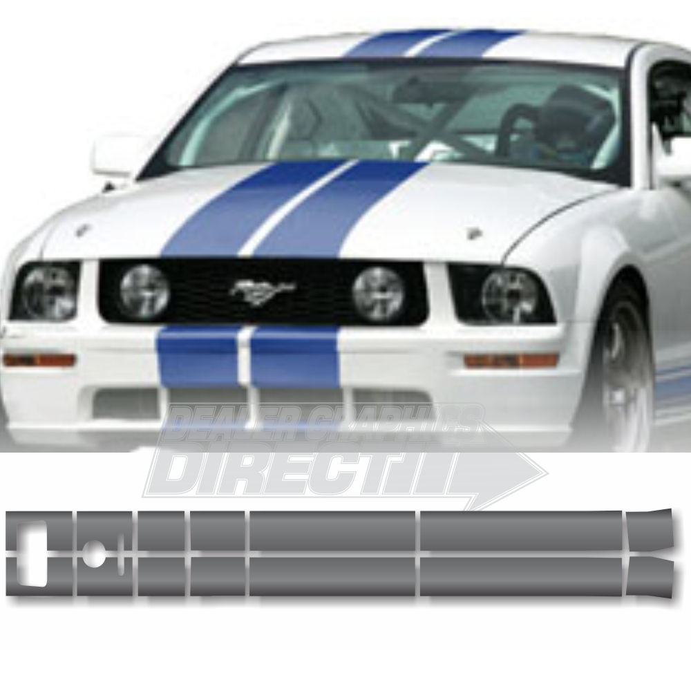 Mustang Le Mans Stripes for 2005 2006 2007 2008 2009 Mustangs After Market Le Mans Replacement Stripes GT GT-500 OEM Style Mustang Rockers Options