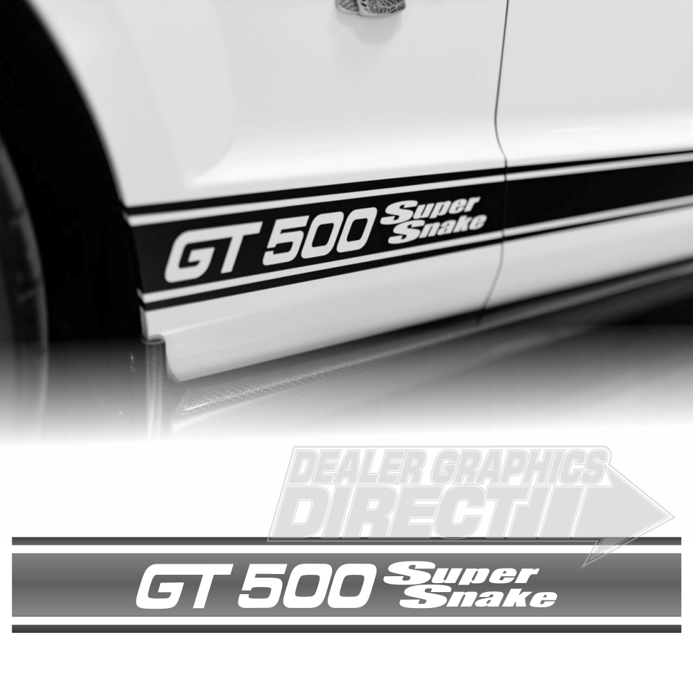 GT 500 Super Snake Rocker Panel Stripes Aftermarket OEM replacement Super Snake Stripes for Ford Mustang