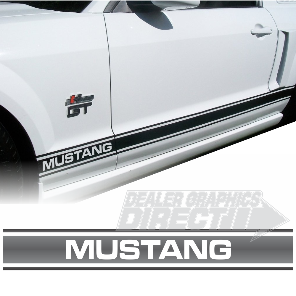 Mustang Text Rally Rocker Stripes OEM After Market Replacement Stripes Mustang Design Rally Rockers