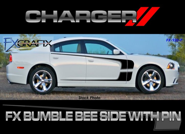 Dodge Charger Bumblebee Stripes Exclusive Pin Accent Design Dealer Choice fitment Hockey Style Side Scallop Bumblebee C-Stripes