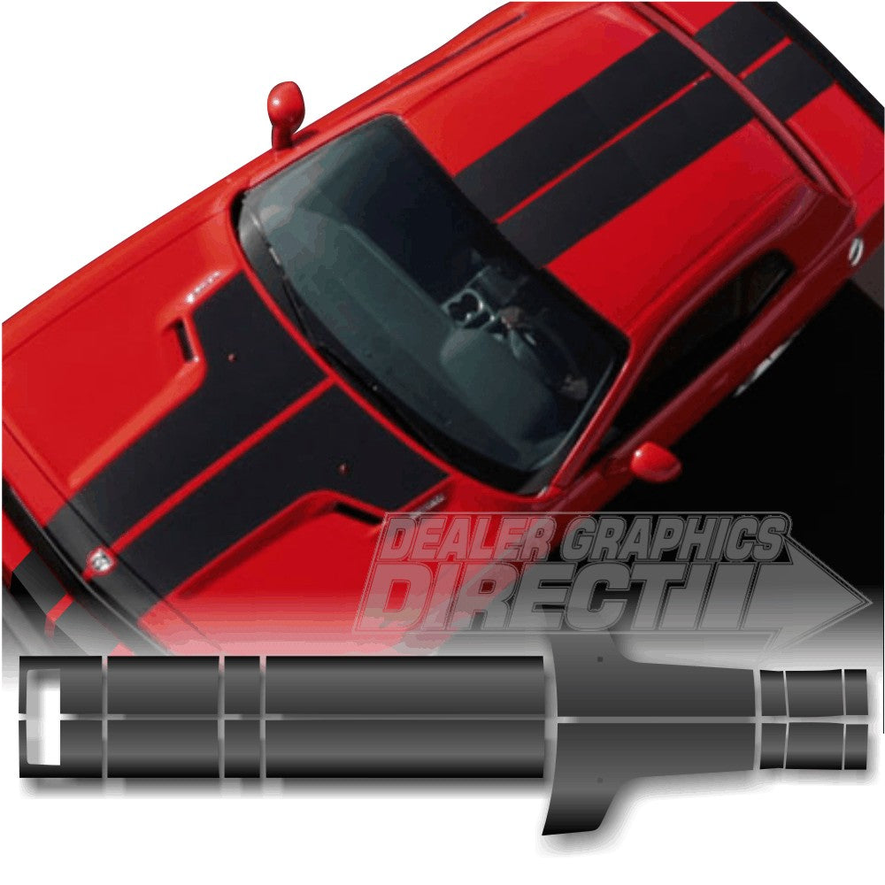 Dodge Dealers Choice for Challenger SRT8 Hood T-Stripes with Rally Racing Stripes Full Body Front to back After Market Restoration Graphics