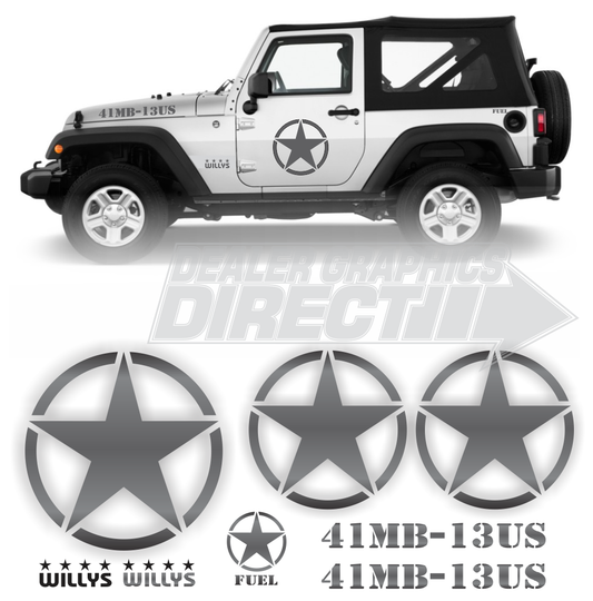 JEEP MILITARY STYLE ARMY STAR WILLY'S DECAL SET REPLICA SET ALL YEARS