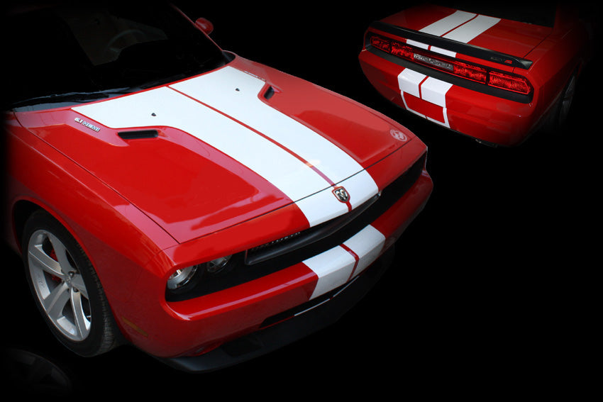 Shown Dodge Challenger SRT Rear Deck Hoot and Bumper Stripes 2008 thru 2014 models