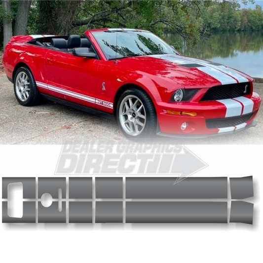 Mustang Convertible Stripes Dual 10-inch Graphics for 2005-2009 GT 500 