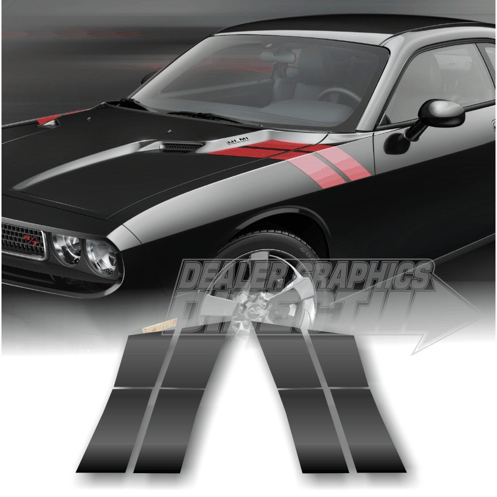 2008 - 2014 DODGE CHALLENGER FENDER / HOOD FACTORY STYLE RT HASH ACCENT STRIPES
