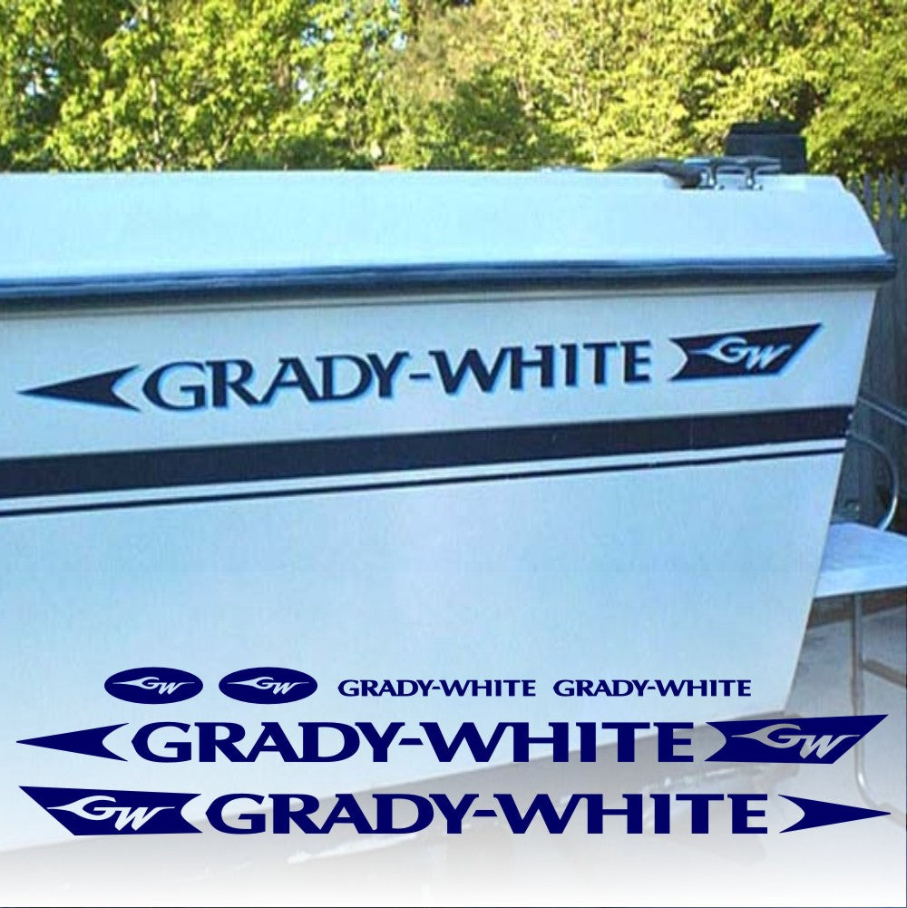 Grady White Decal Set Factory Sized Hull Replacement Restoration Graphics Stickers